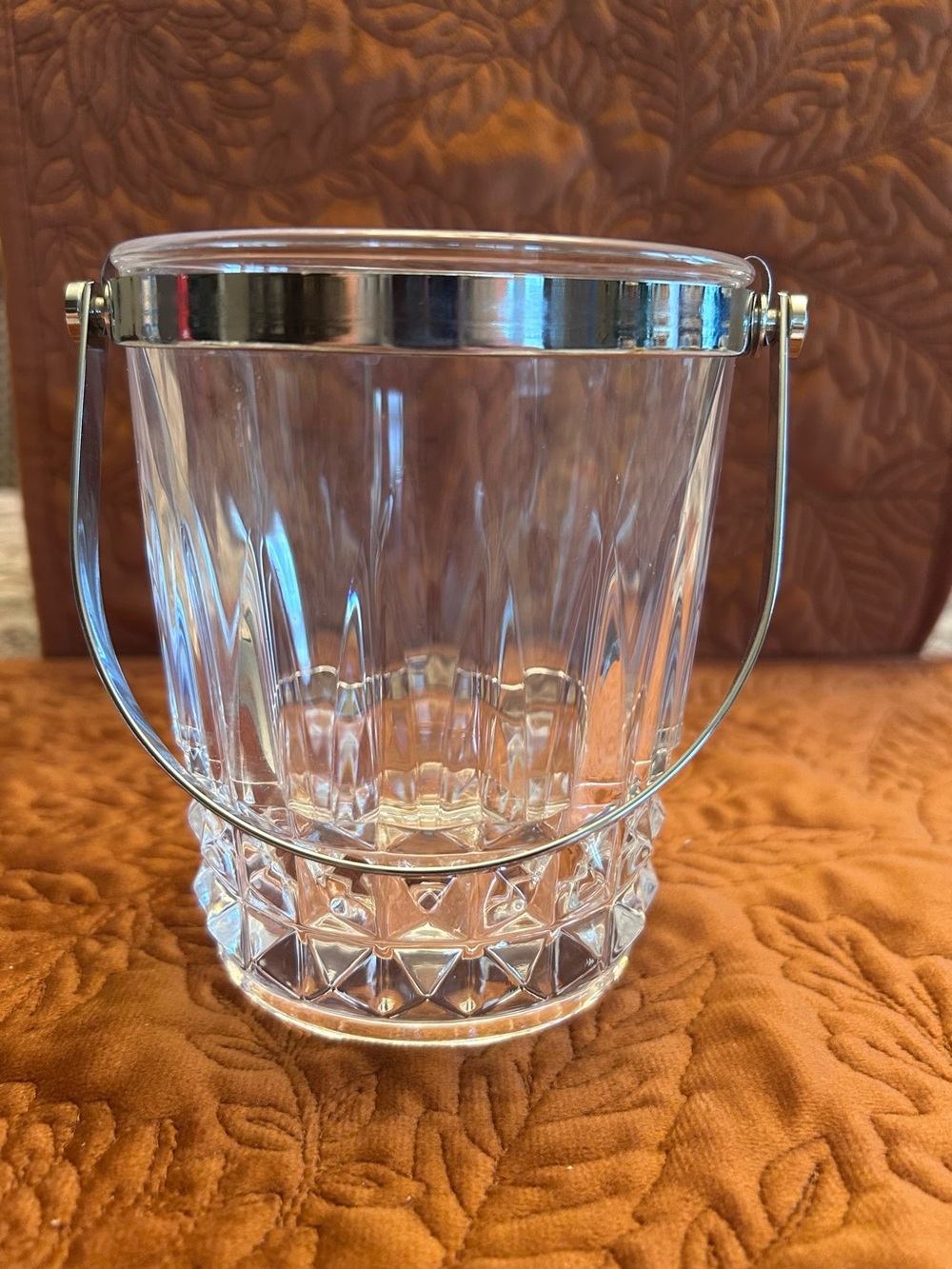Cristal d’Arques Clear Ice Bucket with Silver Handle